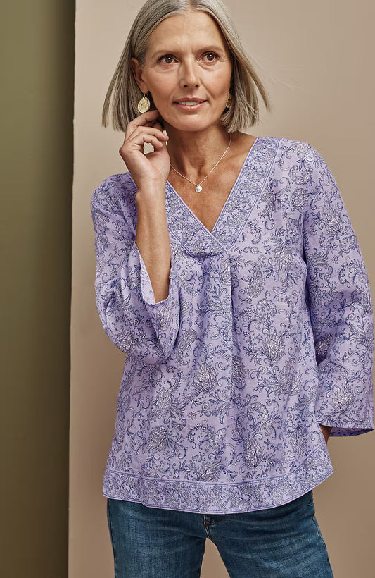 Linen Border-Printed Popover