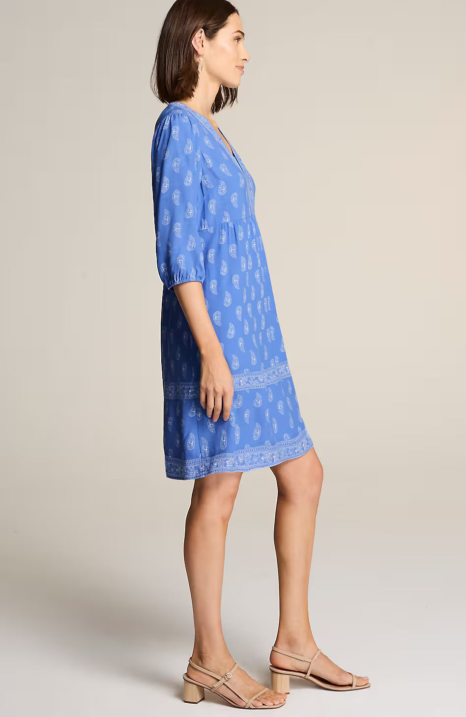 Border-Printed Flounced-Hem Dress