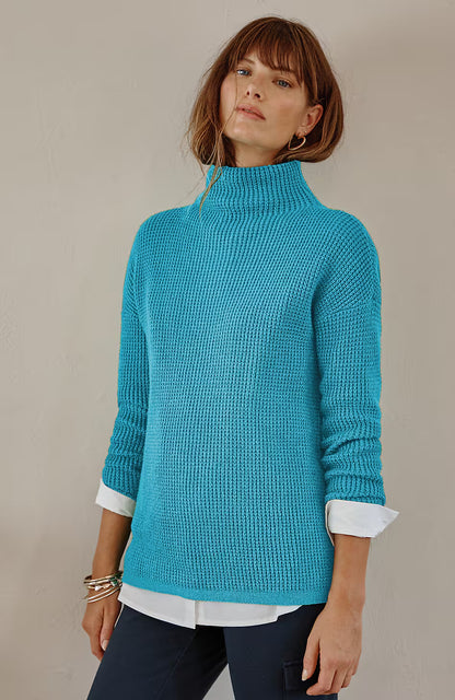 Textured Funnel-Neck Sweater