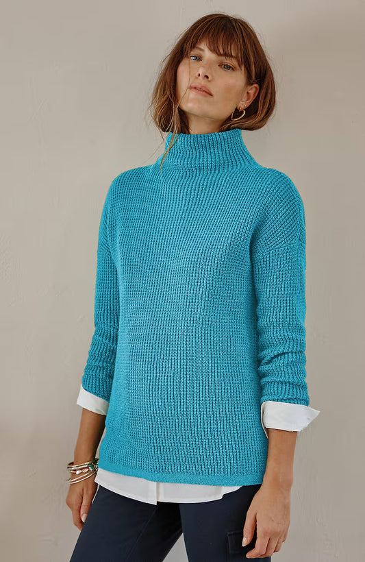 Textured Funnel-Neck Sweater