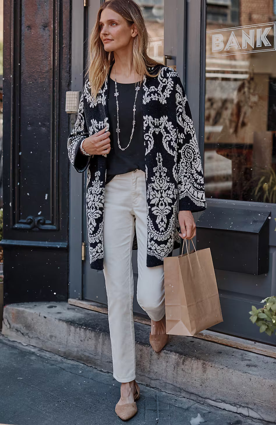 Placed-Jacquard Cardi