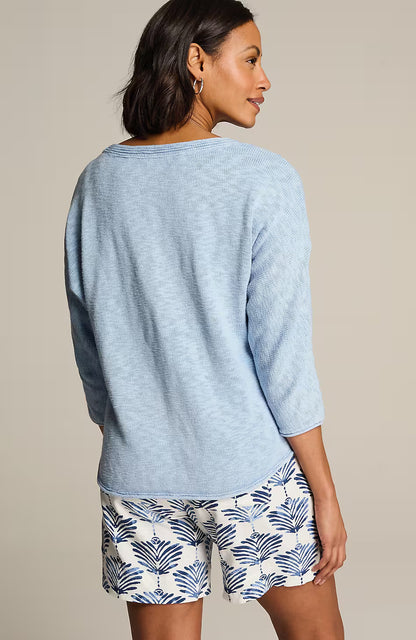 Cotton-Slub Dolman-Sleeve Sweater