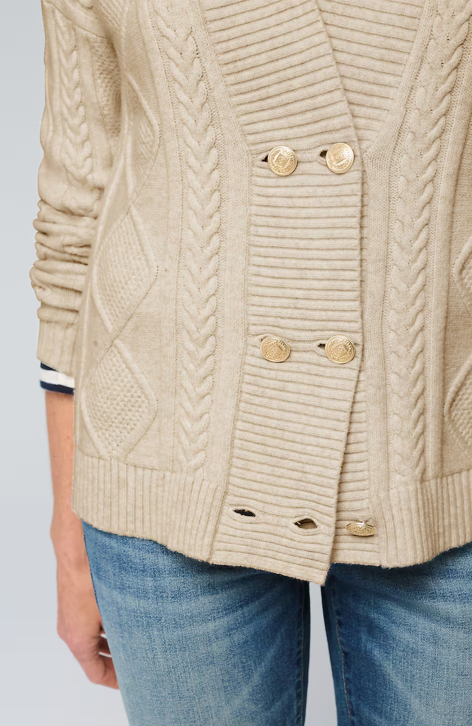 Double-Breasted Cabled Cardi