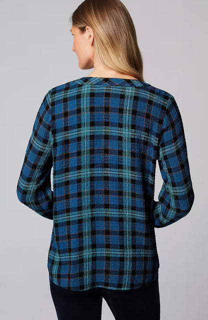 Crinkled Plaid Top