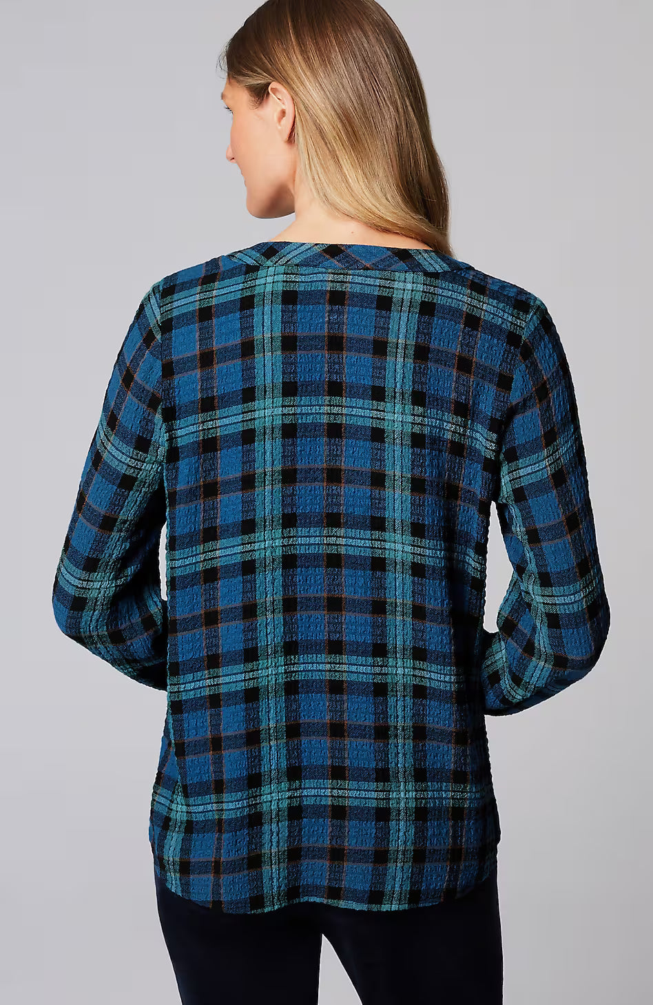 Crinkled Plaid Top