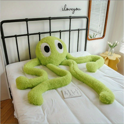 Adorable Coussin Peluche de Pieuvre à Longues Pattes Vert – Jouet Animal en Peluche Mignon avec Grands Yeux, Parfait pour la Fête des Mères, Anniversaires, Pâques & Cadeaux de Vacances, Décoration Confortable pour la Maison, Décor de Salle de Bain Octopus