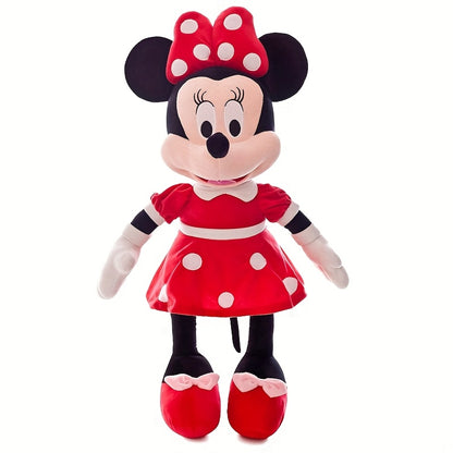 1pc Oreiller de Mickey et Minnie Mouse - Grand, doux peluche en polyester avec robes rouges et chaussures jaunes, idéal pour les mariages, les anniversaires, les cadeaux de Noël, les décorations de fête | Design ludique | Texture douce