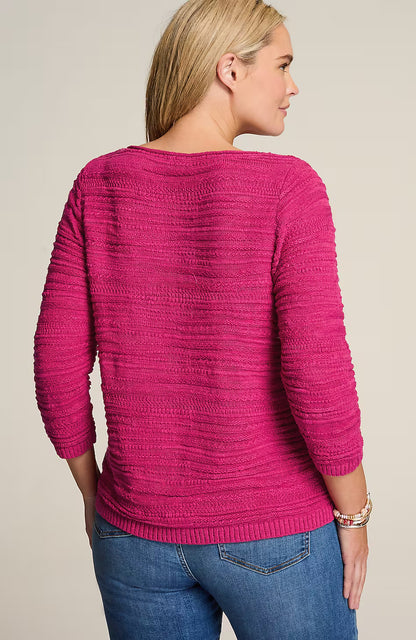 Placed-Pattern Slub-Textured Sweater