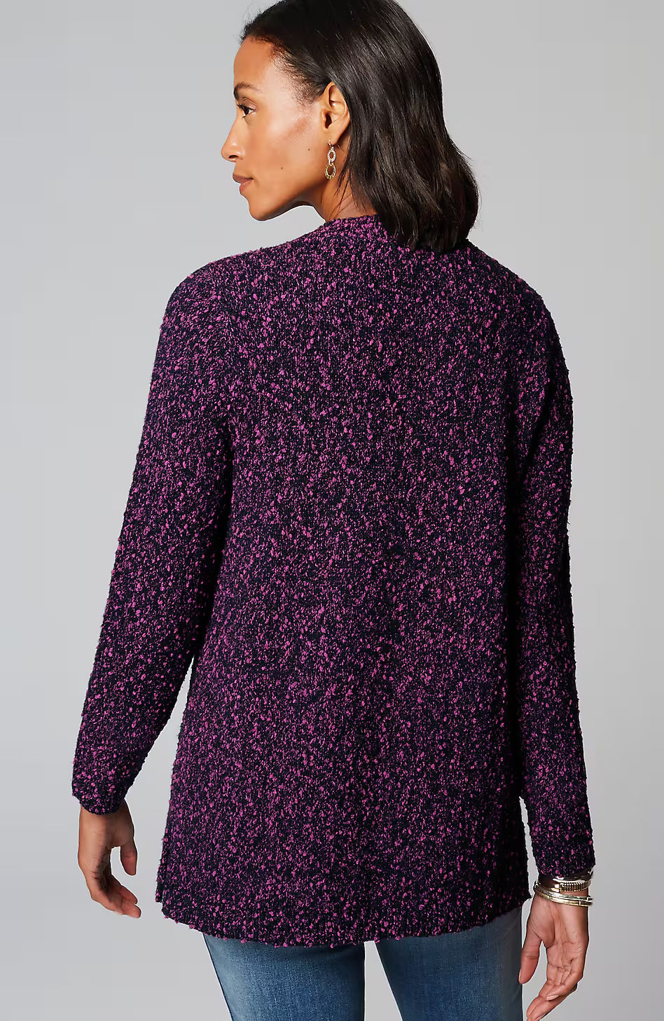 Marled V-Neck Speckled Sweater