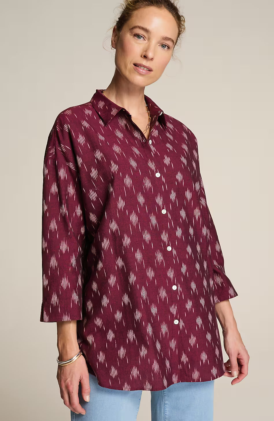Pure Jill Ikat Button-Front Tunic