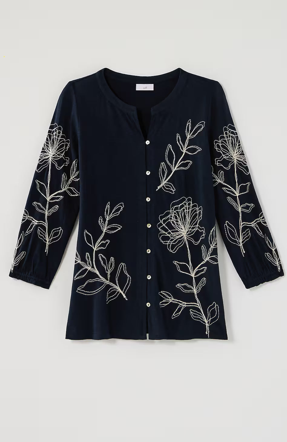 Stencil-Embroidered Top