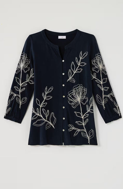 Stencil-Embroidered Top