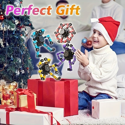 15pcs Jouets Fidget Spinner Transformables - Twister Mécanique en Spirale, Tour de Création, Jouets à Main pour Soulager le Stress, Cadeaux de Fête et d'Anniversaire, Pas Besoin de Piles, Design Joufflu avec Cœurs, Étoiles et Espaces Navals, Jouet Fidget