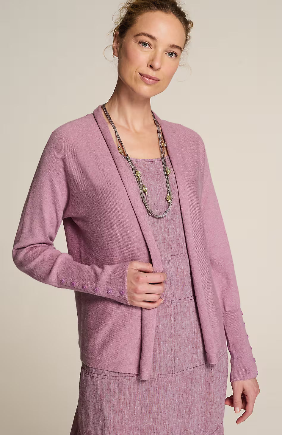 Pure Jill Buttoned-Cuff Cardi