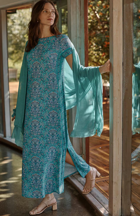 Button-Back Maxi Dress