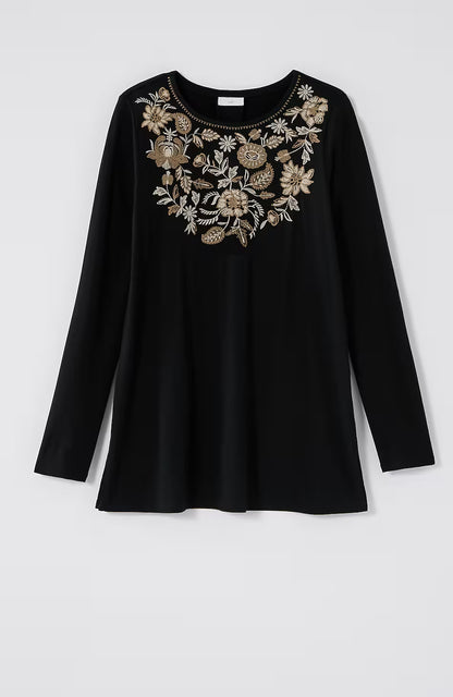 Embroidered Pleat-Back Tunic