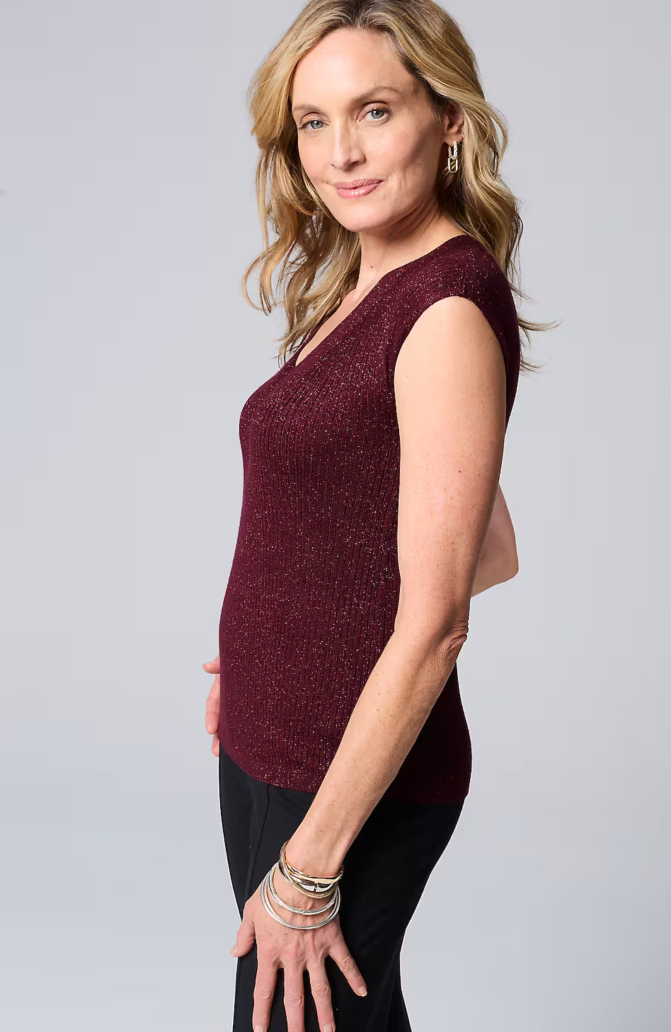 Wearever Rib-Textured Sparkle Top