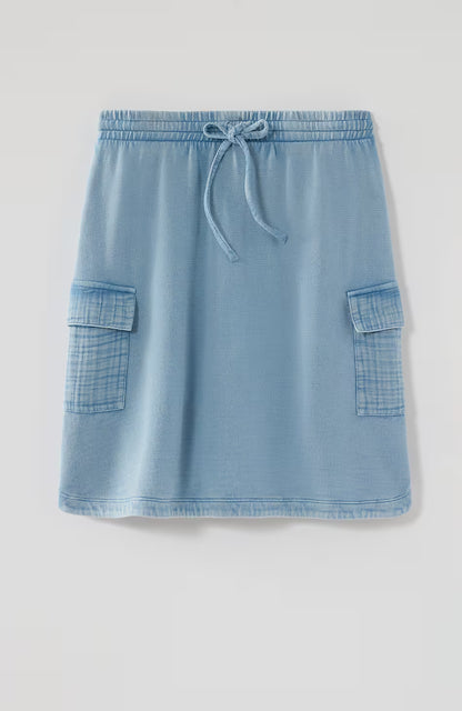 Fit Slub-Terry Garment-Dyed Cargo Skirt