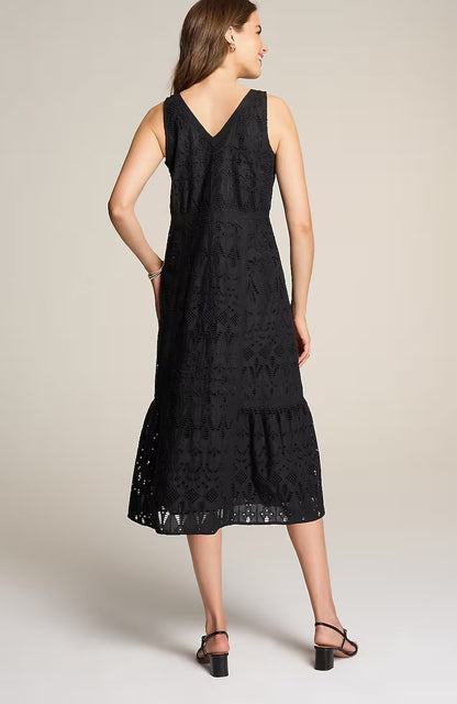 Eyelet Midi Swing Dress