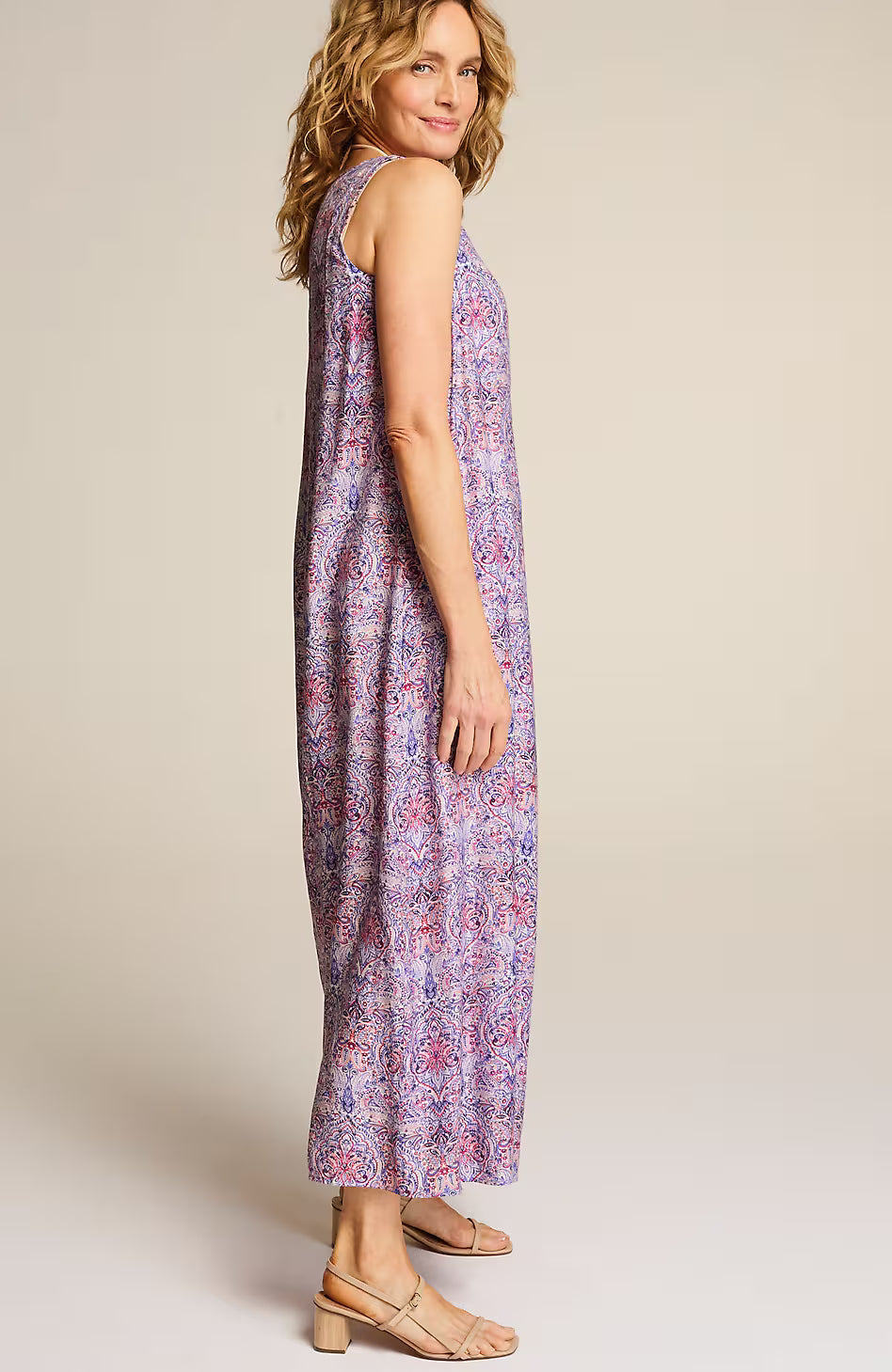 Pintucked A-Line Maxi Dress