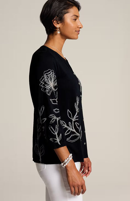 Stencil-Embroidered Top