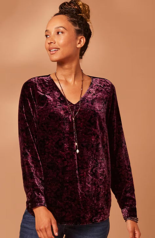 Velvet Paisley-Printed Top