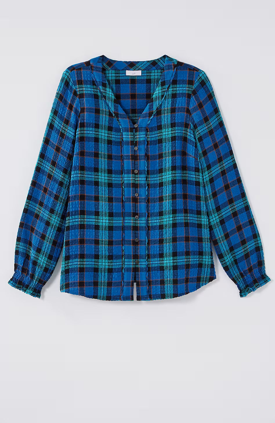 Crinkled Plaid Top