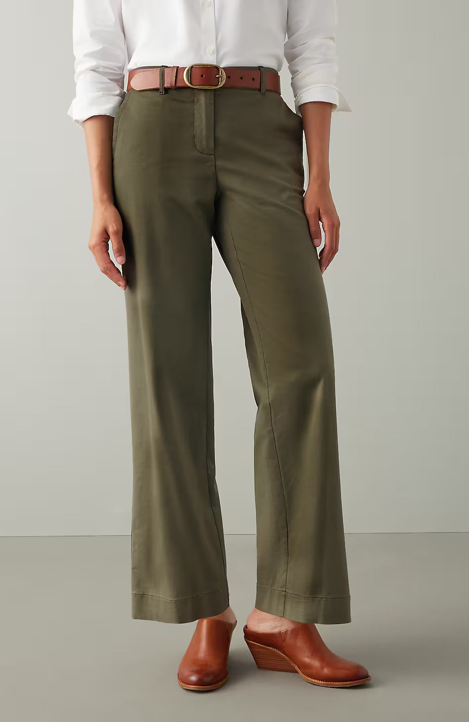 Relaxed Chino Wide-Leg Pants