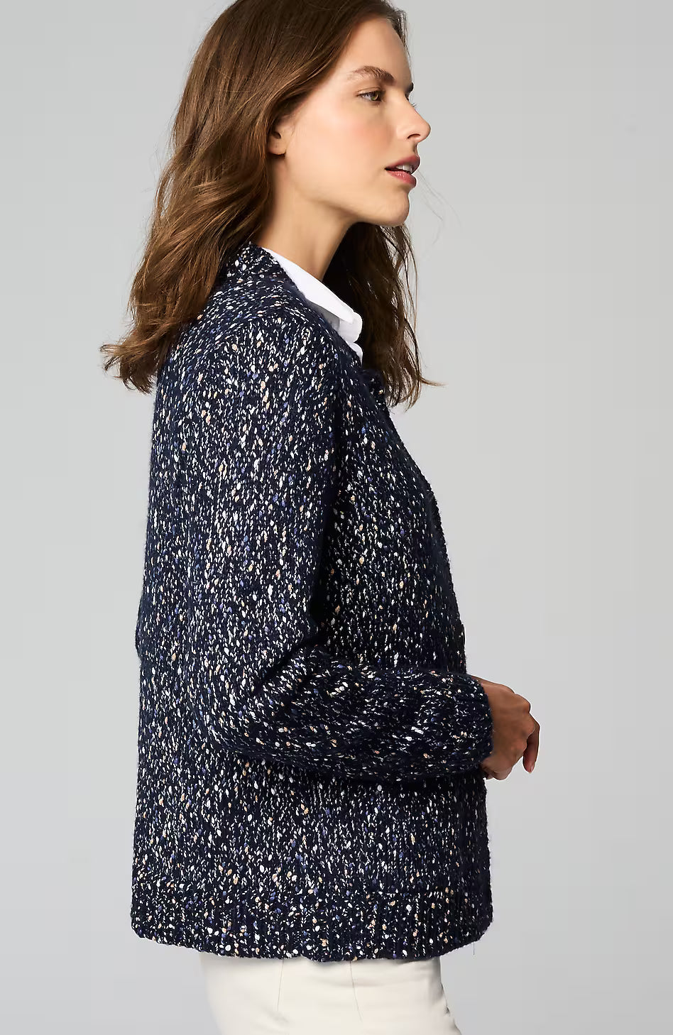 Mixed-Tweed Cardi