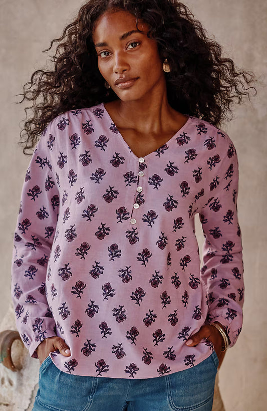 Pure Jill Organically Grown Cotton Block-Print Top