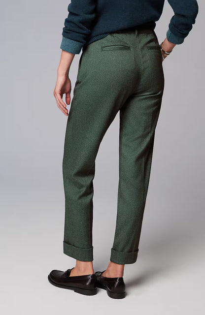 Herringbone Cuffed Pull-On Pants