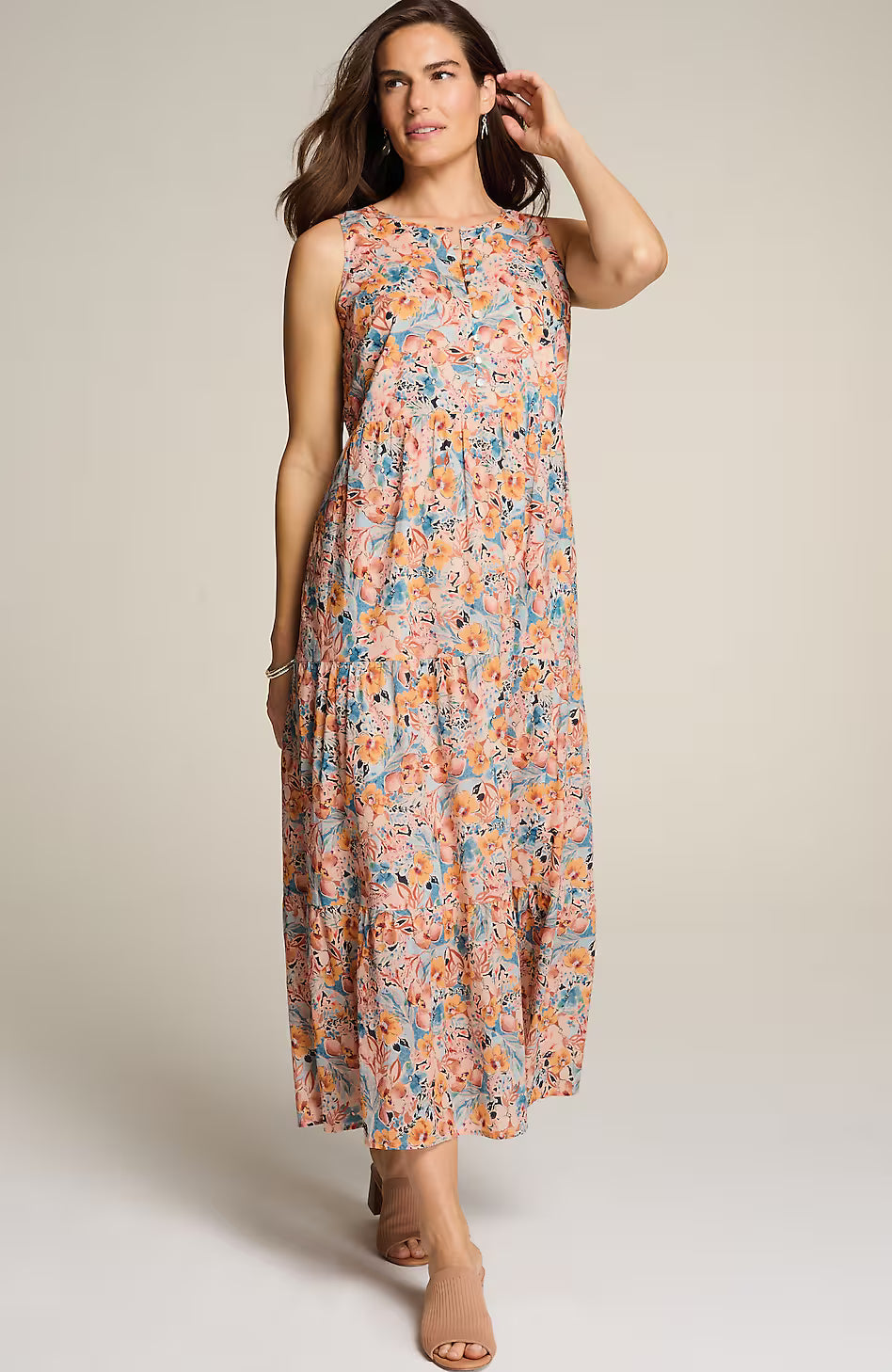 Cotton Voile Tiered Maxi Dress
