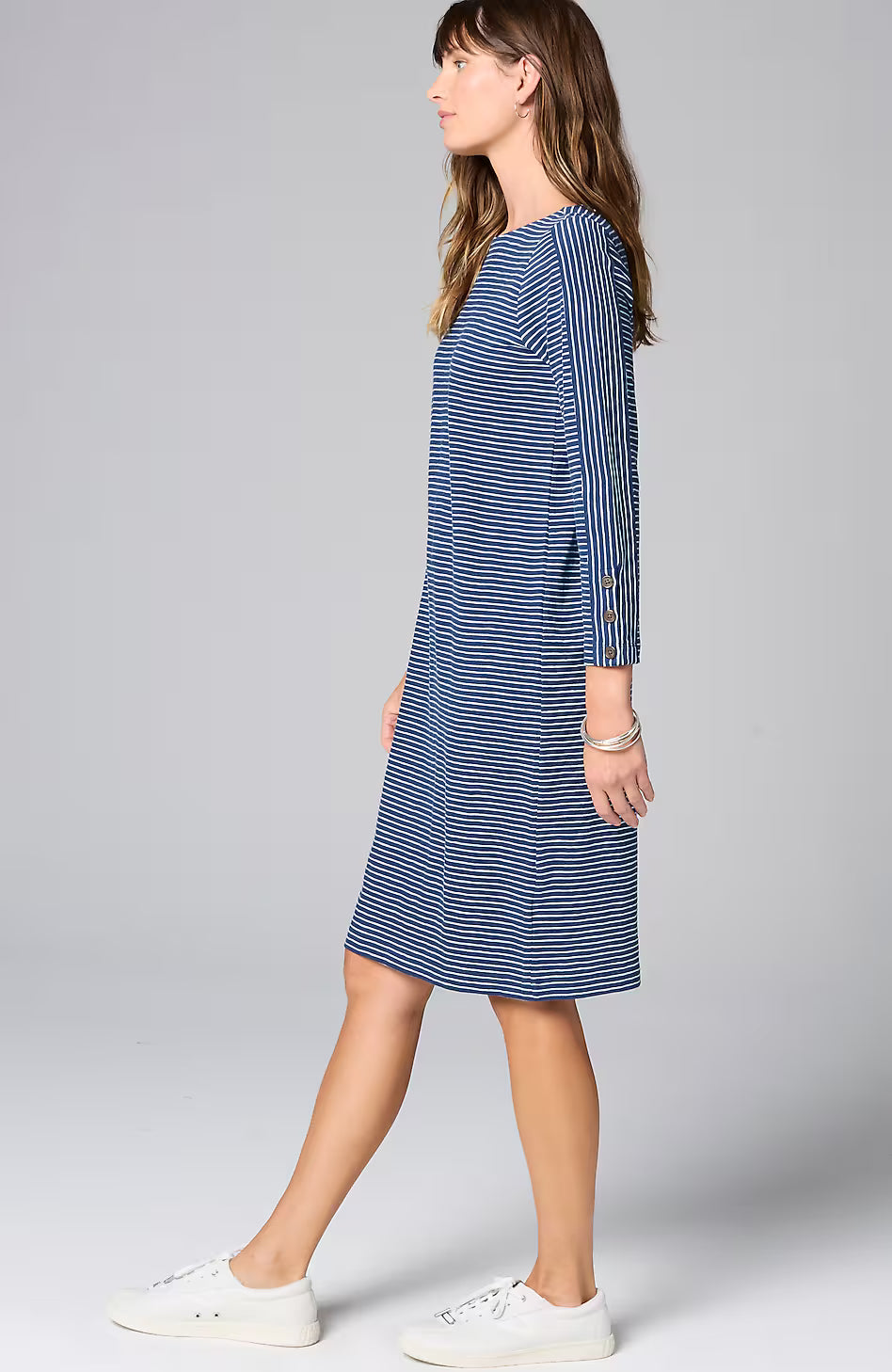 Knit Button-Cuff Dress