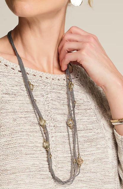 Beaded & Corded Station Necklace