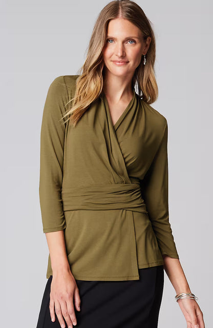 Wearever V-Neck Draped-Waist Top