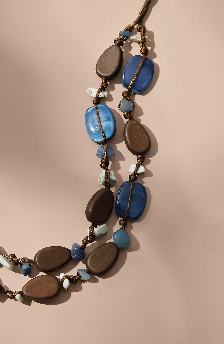 Layered Wood & Beads Necklace