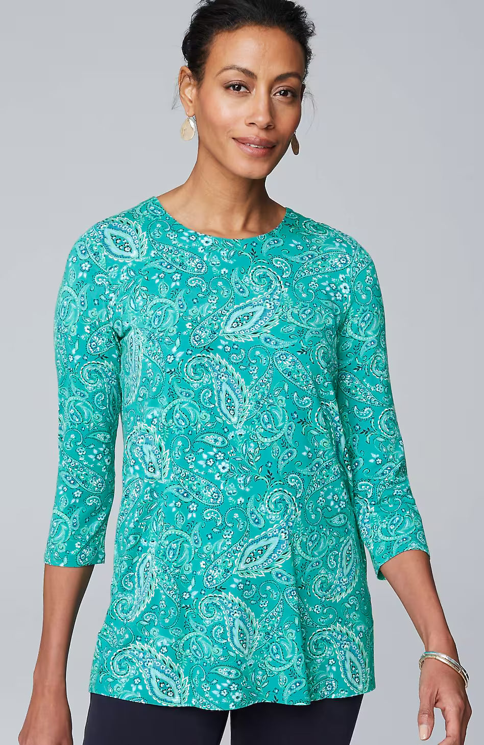 Wearever Mixed-Print Button-Back Top
