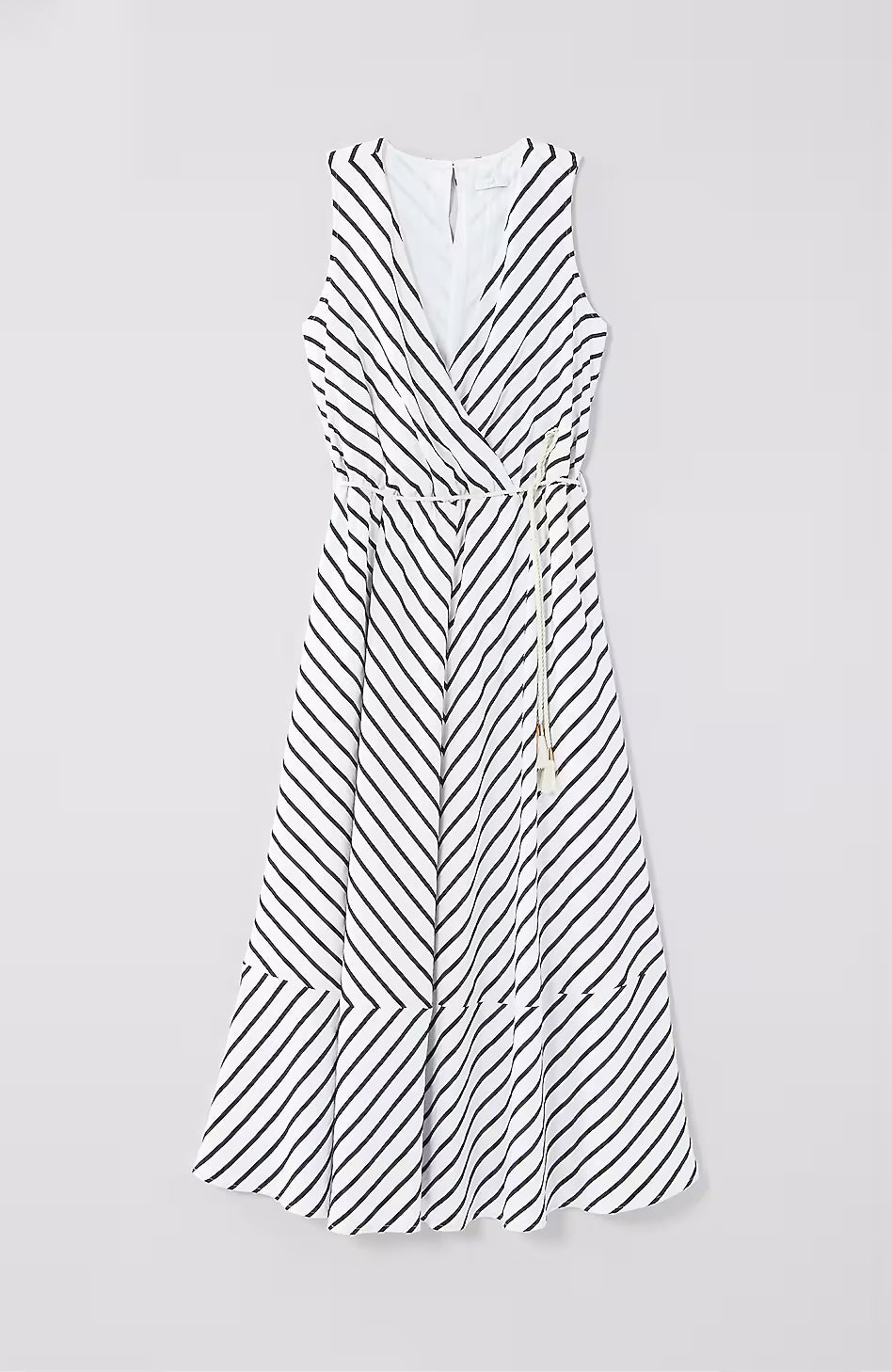 Striped A-Line Belted Dress
