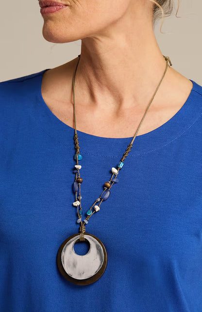Wood & Beads Pendant Necklace