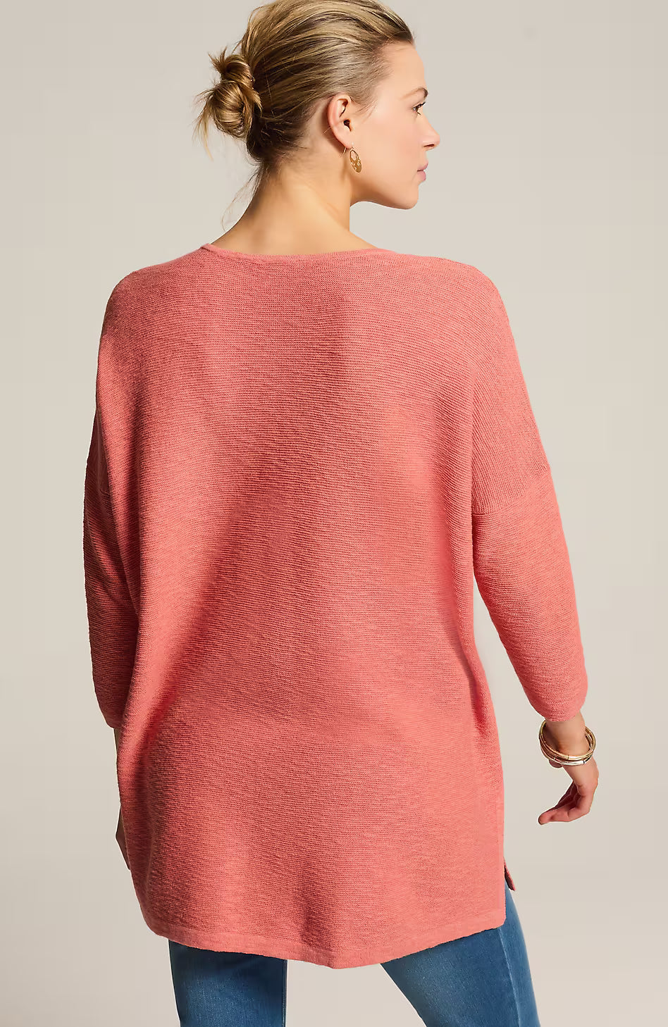 Pure Jill Textured-Stitch Slub Sweater