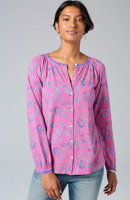 Jacobean-Printed & Embroidered Top