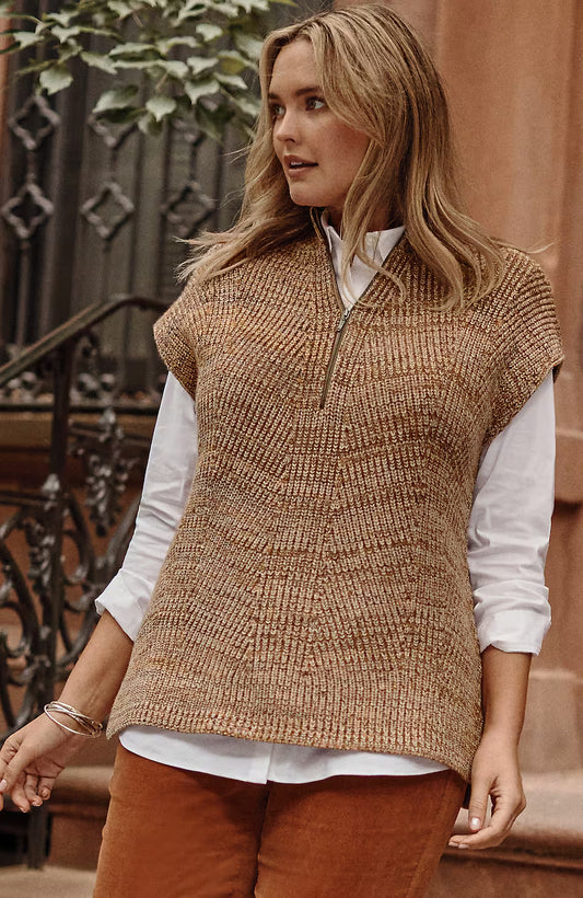 Rib-Textured Marled Sweater-Vest