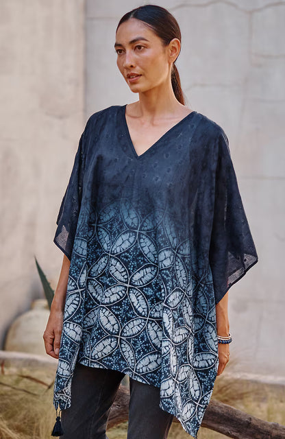 Ombré V-Neck Poncho
