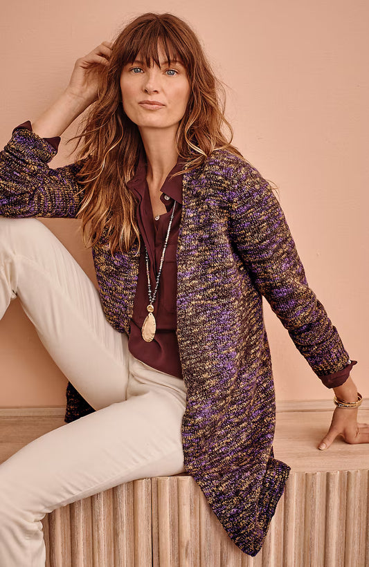 Slub-Textured Space-Dyed Cardi