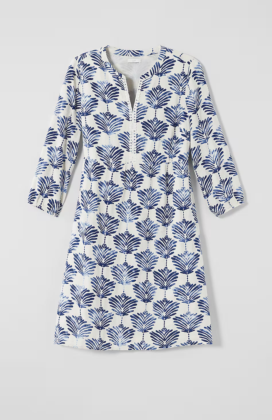Printed Split-Neck Dress