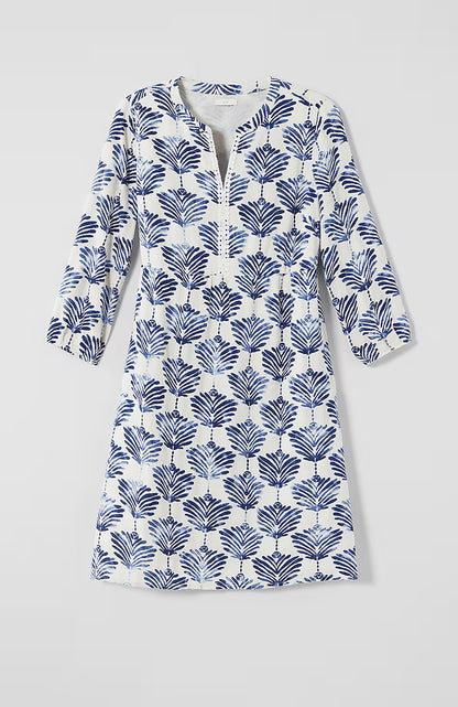 Printed Split-Neck Dress