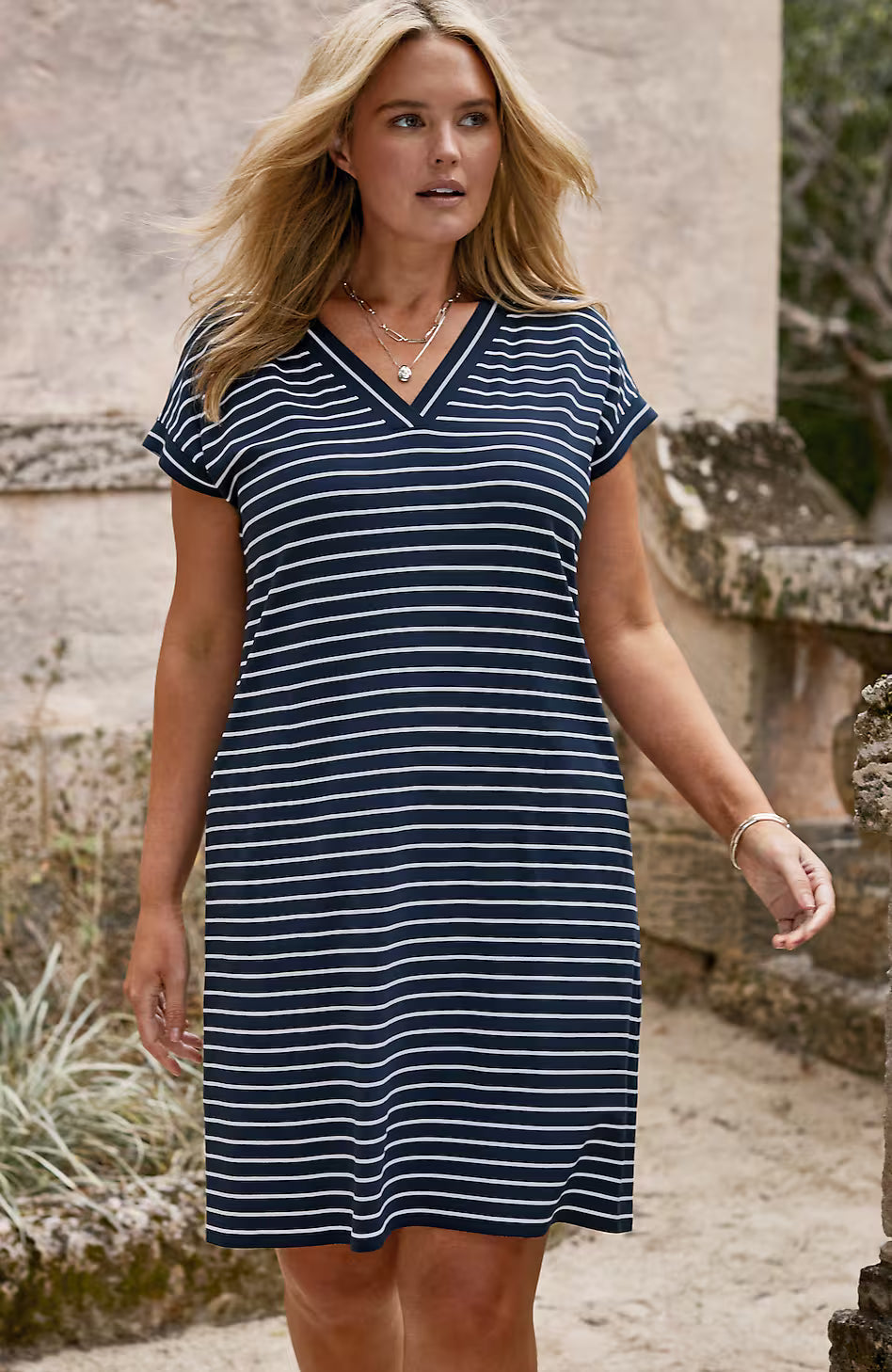 Wearever Cuffed V-Neck T-Shirt Dress