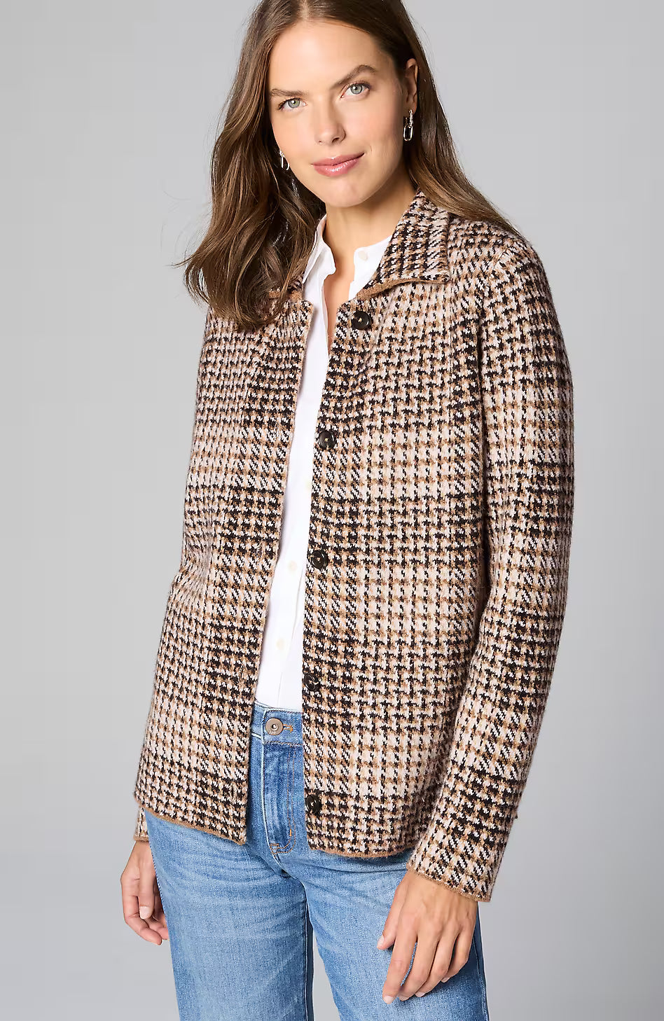 Plaid Button-Front Sweater