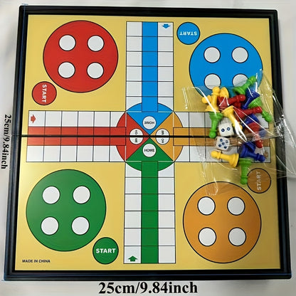 Ensemble de jeu de ludo d'échecs magnétique 9.84X9.84 pouces avec 16 pièces, 2 dés et un plateau \u002F Ludo quatre couleurs d'échecs FUN divertissement sport de fête de rassemblement famille amis événement portable pliable