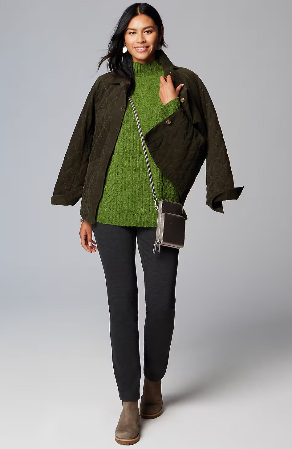 Mixed-Textures High-Neck Sweater